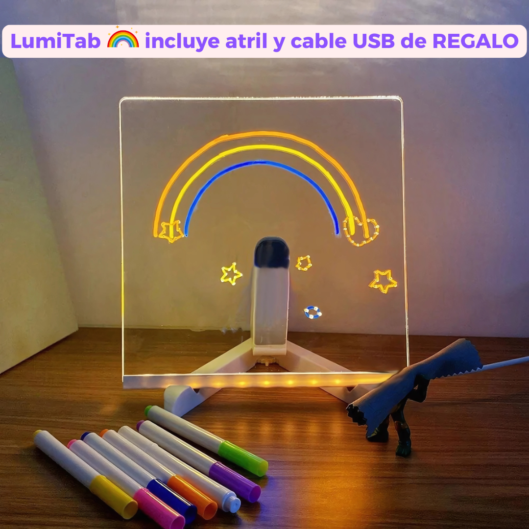 LumiTab: Pizarra LED Acrílica, incluye atril + 7 plumones de colores GRATIS 🎁