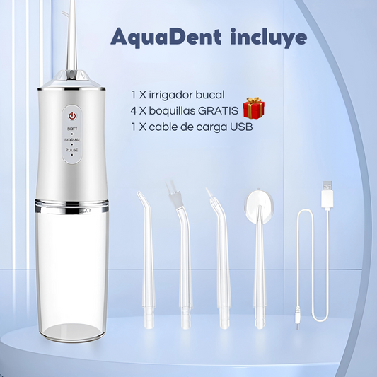 AquaDent, irrigador bucal portátil recargable + 4 boquillas GRATIS